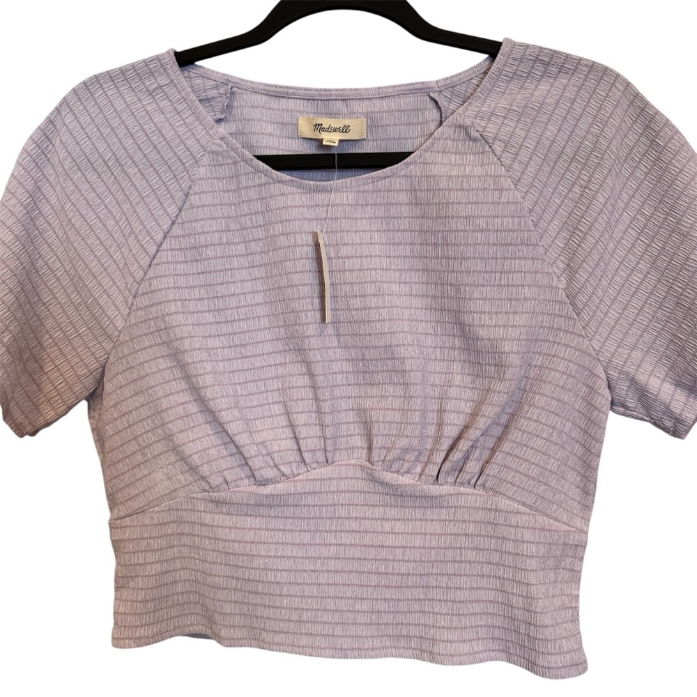 Madewell Shirred Crewneck Crop Top Lavender Size M NWT - Picture 3 of 7